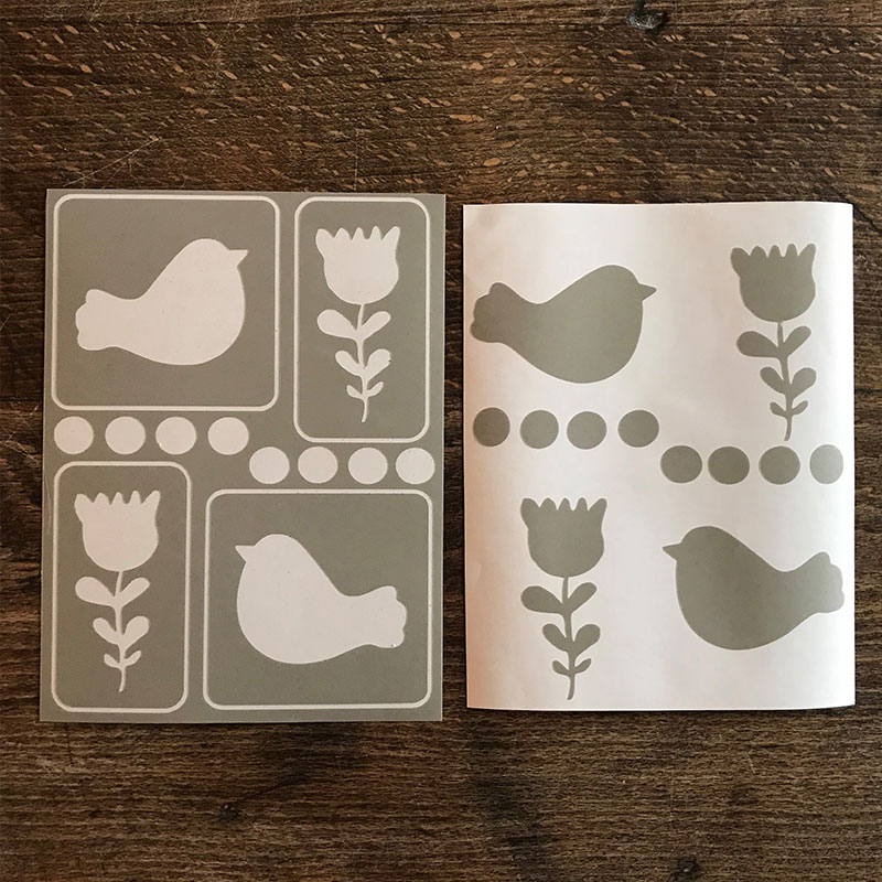 Aufkleber Set "Vogel & Blume"
